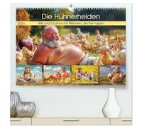 Die Hühnerhelden. Witz und Charme mit Männern, die Eier haben (hochwertiger Premium Wandkalender 2026 DIN A2 quer), Kunstdruck in Hochglanz: Die ... Beziehung zwischen Männern und ihren Hühnern