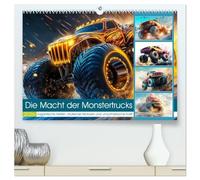 Die Macht der Monstertrucks (hochwertiger Premium Wandkalender 2026 DIN A2 quer), Kunstdruck in Hochglanz: Die Macht der Monstertrucks liegt in ihrer ... Geschwindigkeit und unaufhaltsamen Kraft.
