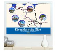 Die malerische Elbe (hochwertiger Premium Wandkalender 2026 DIN A2 quer), Kunstdruck in Hochglanz: Von der Quelle bis zur Mündung