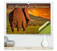 Die Riesen der Savanne (hochwertiger Premium Wandkalender 2026 DIN A2 quer), Kunstdruck in Hochglanz: Auge in Auge mit den mächtigen der Savanne.