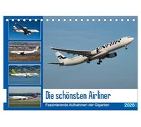 Die schönsten Airliner (Tischkalender 2026 DIN A5 quer), CALVENDO Monatskalender: Faszinierende Aufnahmen der fliegenden Giganten