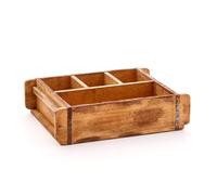 Die Stadtgärtner Forma de ladrillo vintage de madera reciclada con cuatro compartimentos, 42 x 24 x 10 cm, caja de madera con cuatro compartimentos, 1 grande, 3 pequeños, caja decorativa de alta