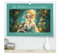 Die Töchter der Geistertiere (hochwertiger Premium Wandkalender 2027 DIN A2 quer), Kunstdruck in Hochglanz: Anime-Fantasy - Magische Bande zwischen Mensch und Tier