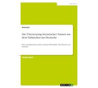 Die Übersetzung literarischer Namen aus dem Türkischen ins Deutsche: Eine exemplarische Analyse anhand Elif Shafaks "Der Bastard von Istanbul"