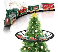 Diealles Shine Árbol de Navidad eléctrico de ferrocarril, tren de árbol de Navidad, tren infantil eléctrico con luz, sonido y efecto de vapor, tren de Navidad eléctrico alrededor del árbol, tren de