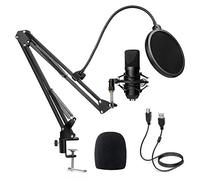 Diealles Shine Micrófono USB Condensador, Microfono Streaming 192KHz/24Bit con Filtro Antipop para Facebook TIK Tok Skype Youtube, Ordenador Portátil, Tableta, Móvil, Mac, Compatible con PS4, Negro