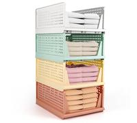 Diealles Shine Organizador Armario, 4 PCS Cajones Almacenaje Apilables, Organizador Armario Ropa Plástico, Organizador Plegable Cajas Para Armario, Dormitorio, Cocina, Baño(Color)