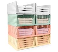 Diealles Shine Organizador Armario, 8 PCS Cajones Almacenaje Apilables, Organizador Armario Ropa Plástico, Organizador Plegable Cajas Para Armario, Dormitorio, Cocina, Baño(Color)
