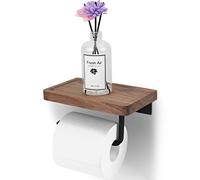 Diealles Shine Portarrollos para Papel Higiénico con Estante Cóncavo, Portarrollos con Estante de Madera Montaje en Pared (Autoadhesivo o Taladro), Portarrollos para Cocina y Baño