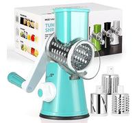 Diealles Shine Rallador de Queso, Cortador de Verduras Manual con 3 Acero Inoxidable Cuchillas de Tambor Intercambiables, Mandolina de Cocina para Queso, Pepino, Zanahoria, Nueces