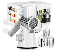 Diealles Shine Rallador de Queso, Cortador de Verduras Manual con 3 Acero Inoxidable Cuchillas de Tambor Intercambiables, Mandolina de Cocina para Queso, Pepino, Zanahoria, Nueces