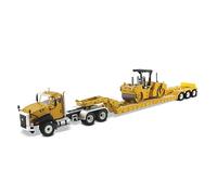 Diecast Masters 85601c - Cat CT660 Day Cab Tractor & KL120 Low-Profile HDG Trailer with CB-534D, Scale 1:50, from 14 Years, in Display Window Box, Suitable for Collectors