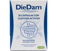 DieDam - Probióticos en Cápsulas, Complemento Alimenticio Probiótico, Cápsulas con Cultivos Vivos, 8 Especies de Bacterias Vivas, 100% Vegetal, 3.000 Millones de Bacterias por Cápsula, 30 Cápsulas
