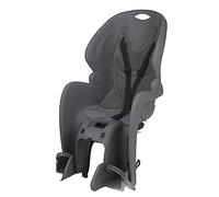 DIEFFE 8020200002 - Silla Trasera Bikey GP para Bicicleta con Ruedas de 26'' a 29'' Apta para niños con un Peso de 9 a 22 Kg con Anclaje en el Portaequipajes en Color Gris Oscuro/Rojo