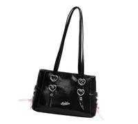DIEKE Bolso de hombro elegante para mujer, mochila de gran capacidad, bolsa de viaje, bolsa cruzada con lazos encantadores para viajes, de piel sintética, para mujer, mochila de gran capacidad, Black