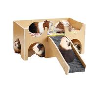 DIEKE Casa de hámster, escalera, escondite de madera, decoración de hábitat para jerbos, mascotas pequeñas, estructura única de escalada de animales pequeños