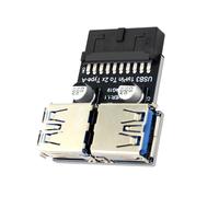 DIEKE Conectores frontales de 19 pines a doble USB A hembra, convertidores de 19/20 pines USB 3.0, adaptador de enchufe para placas base de PC, conectores de cabecera