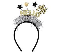 DIEKE Diadema de oropel de Año Nuevo, disfraz de fiesta brillante 2025, karaoke, accesorios para fotos, aro de pelo brillante, accesorios para el cabello para mujeres y niñas