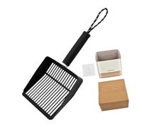 DIEKE Juego de pala de basura para mascotas con soporte de almacenamiento y cepillo de jardín, pala portátil de acero inoxidable para jardinería en casa, cucharas de arena de gatos de acero inoxidable