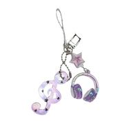 DIEKE Llavero con temática de música artística que combina lunares retro con patrón de estrellas, práctico para llevar a diario, llavero vintage de lunares, Morado (, Talla única