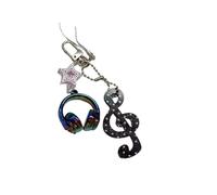 DIEKE Llavero con temática de música artística que combina lunares retro con patrón de estrellas, práctico para llevar a diario, llavero vintage de lunares, Negro, Talla única