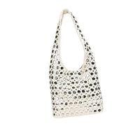 DIEKE Moderno bolso de hombro de piel sintética con tachuelas para personas de moda que buscan un cubo de aspecto único, White, One Size