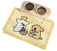 DIEKE Práctico tapete de comedor para mascotas con revestimiento de PVC a prueba de fugas, 30 x 40 cm, diseño de dibujos animados, tapete de alimentación para perros, gatos, hogar, viajes, uso en casa