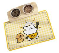 DIEKE Práctico tapete de comedor para mascotas con revestimiento de PVC a prueba de fugas, 30 x 40 cm, diseño de dibujos animados, tapete de alimentación para perros, gatos, hogar, viajes, uso en casa