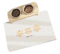 DIEKE Práctico tapete de comedor para mascotas con revestimiento de PVC a prueba de fugas, 30 x 40 cm, diseño de dibujos animados, tapete de alimentación para perros, gatos, hogar, viajes, uso en casa