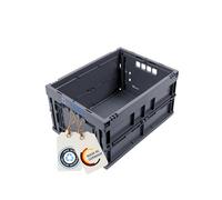 DieKlappbox - Caja plegable resistente 20L, caja de transporte y compra plegable, 60% plástico reciclado, Made in Germany, certificación TÜV, 40x30x22 cm, color gris