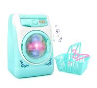 DIELIANHUA Lavadora Juguete Niño Electrónica con Sonidos Realistas y Luz Juego de Lavandería con Cesta de la Ropa y Perchas Juguetes del hogar para Niñas y Niños (Verde)