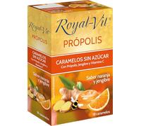 Dielisa, Royal Vit, Caramelos sin azúcares con Própolis, Jengibre y Miel. Sabor Naranja y Jengibre - 18 Caramelos