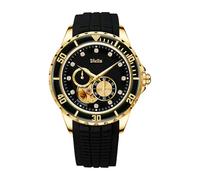 Diella Relojes de pulsera mecánicos automáticos para hombre, relojes de esqueleto de lujo para hombre con jade negro y verde y correa de acero, Negro