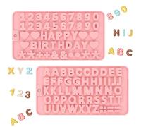 DIELOVEHUA 2 Pezzi Stampi in Silicone con Lettere e Numeri, Stampi in Silicone per Caramelle, Stampo per Decorazione Torte, per Cioccolato, Caramelle e Biscotti, Torte, Cubetti di Ghiaccio