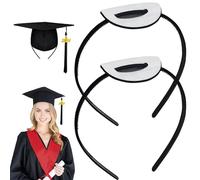 DIELOVEHUA 2 Stück Bachelor Hut Stirnbänder, Abschluss Hut Stirnband Insert, für die Sicherung Graduation Frisur, Abschluss Deko, Unisex Haarreif für Graduierung Studierende(B)