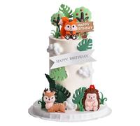 DIELOVEHUA Animales Decoración para Tartas, 4 Piezas Decoración Tartas Selva, Pastel Animales Selva Toppers, Safari Animals Cake Topper para Baby Shower, Fiestas de Cumpleaños