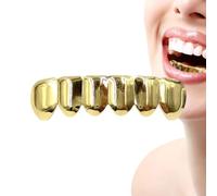 Diente De Estilo Hip Hop, Diente Chapado En Oro | Brace Caps Dientes Chapado En Oro - Conjunto Groll Top Y Bajo Brace, Tapas De Dientes De Cobre Chapado En Oro, Fiesta Para Disfraces De Cosplay