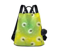Diente de león flores de diente de león amarillo mochila de moda para mujer, diseño antirrobo, múltiples bolsillos, estampado en todo el mundo
