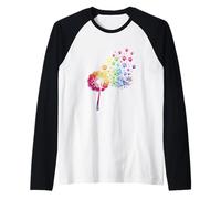 Diente de león pata perro gato amante mascota dueño animal colorido Camiseta Manga Raglan