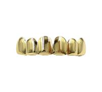 Diente dorado - Diente Hiphop chapado en oro, juego de Halloween | Brace Dientes chapados en oro Hip-Hop Dientes Dorados Brace Groll-Set arriba y abajo, tapas doradas de cobre, para disfraces de