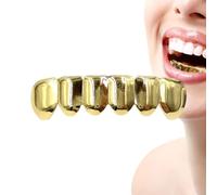 Diente estilo Hip Hop - Tapas Brace brillantes para dientes | Diente de oro chapado en cobre, adorables dientes de disfraces de cosplay, juego de groll e inferior de Brace bucal portátil
