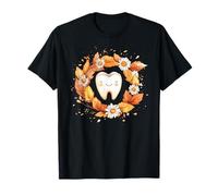 Diente feliz rodeado de hojas de otoño Camiseta