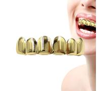 Diente Hiphop chapado en oro, dientes Brace chapados en Hip Hop,Brace Dientes Dientes Hip Hop Chapado en Oro | Regalos portátiles de Brace de boca de Navidad, conjunto de Groll e inferior