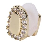 Diente único, Dientes de Hip Hop Bling Dientes Chapados en Oro con Diamante Redondo Single Grillz Cap para Sus Dientes Hombres Mujeres Hip Hop Joyería Regalo (Oro de un solo portal de diamantes)