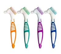 Dientes adherentes simples 4 piezas doble cuidado dental prótesis cepillo de dientes 4 piezas cepillo de dientes con cabezal alterno