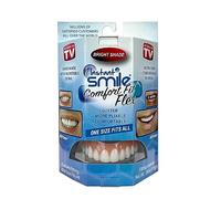 Dientes cosméticos flexibles con ajuste cómodo de Instant Smile, tono blanco brillante, carilla superior cómoda, talla única para la mayoría