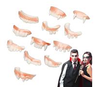 Dientes De Vampiro Adultos | Accesorios Dentales De Vampiro | 12 Piezas Dentaduras Tenebrosas Lavables para Fiestas De Disfraces Bromas Y Carnavales