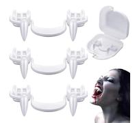Dientes de vampiro de Halloween, 3 pares de dientes de vampiro, colmillos de vampiro, colmillos de vampiro y zombi retráctiles, reutilizables, espeluznantes, accesorios de terror para Halloween