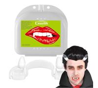 Dientes de vampiro de Halloween, colmillos falsos, reemplazo de maquillaje realista retráctil para producciones de teatro, fiestas de disfraces, accesorios de cine y televisión, casas embrujadas