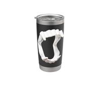 Dientes de vampiro de juguete colmillos de plástico Halloween diversión aterradora Bite Me Vaso térmico de acero inoxidable de doble pared